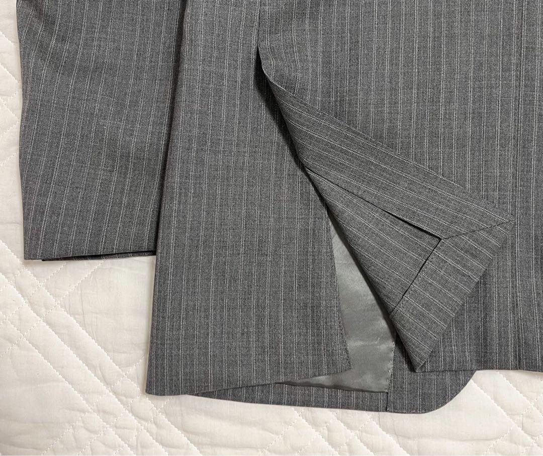 新品タグ付き HILTON スーツ ウール100% グレー ストライプ グアベロ