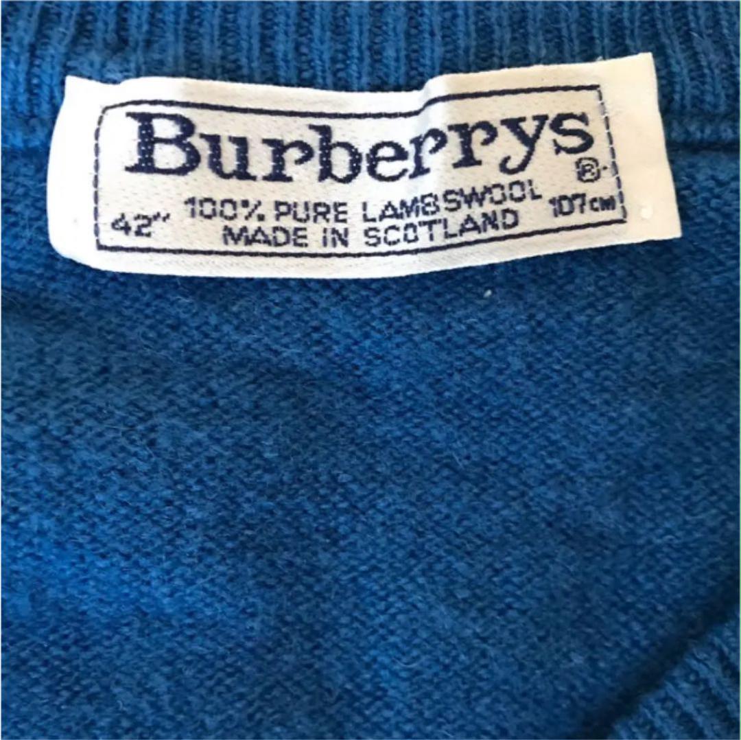 【希少！VINTAGE】Burberry/Vネックニット/100%wool