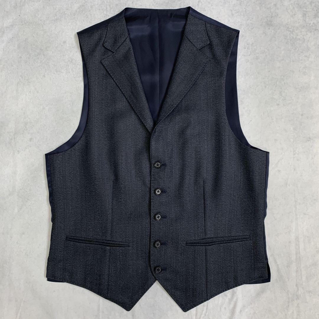 美品 RING JACKET ベスト ダークグレー ヘリンボーン サイズ44