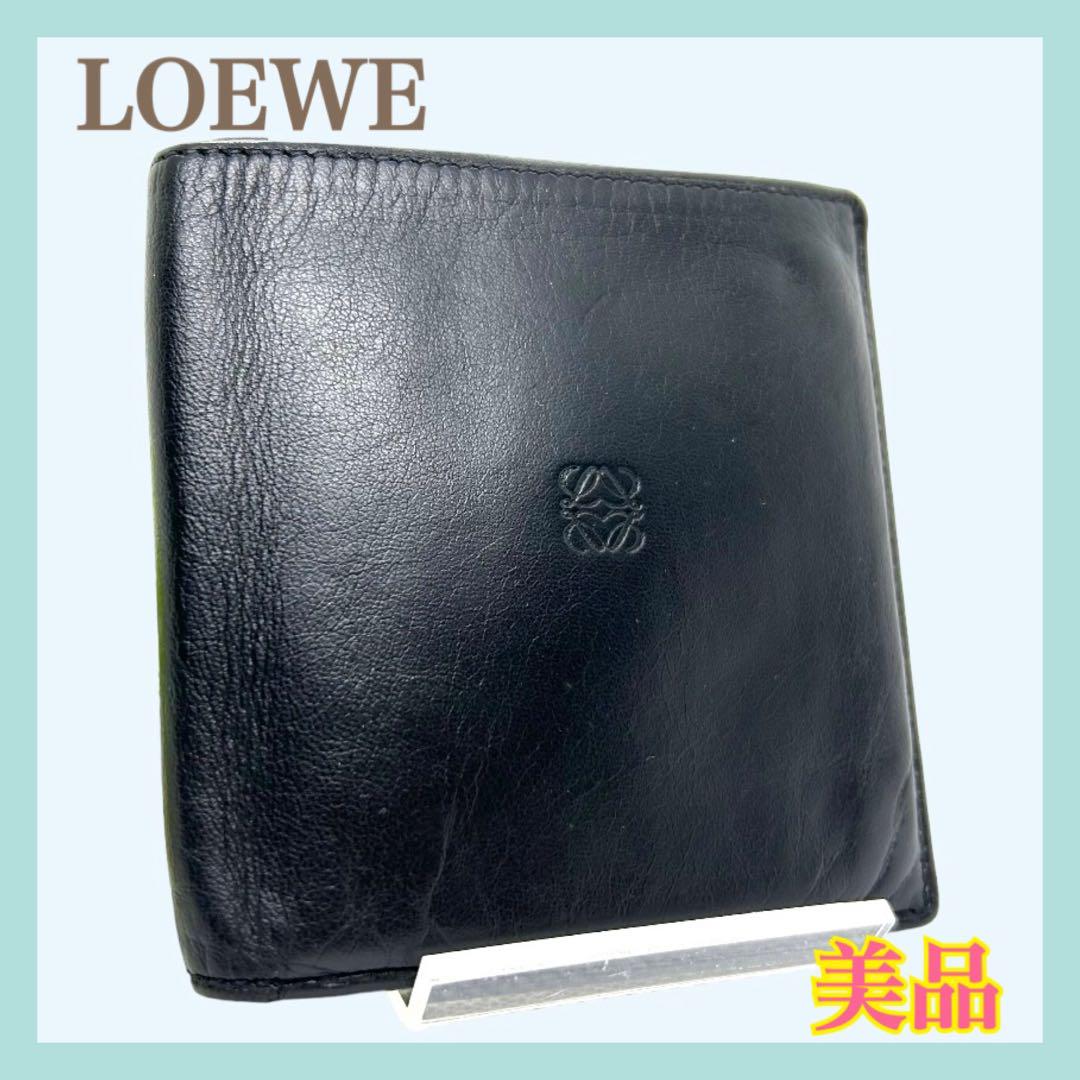 【大人気】LOEWE ロエベ アナグラム メンズ 二つ折財布 ブラック