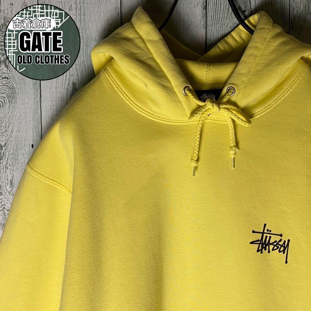 【※希少】stussyステューシー★ビッグロゴ スウェットパーカー L イエロー 【※希少】stussyステューシー★ビッグロゴ スウェットパーカー L イエロー