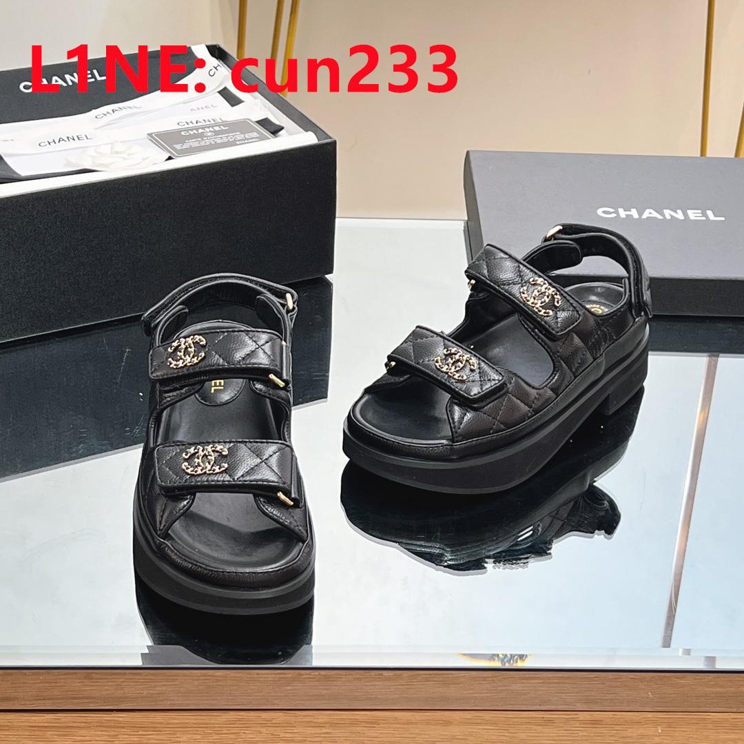 CHANEL ブラック サンダル 厚底
