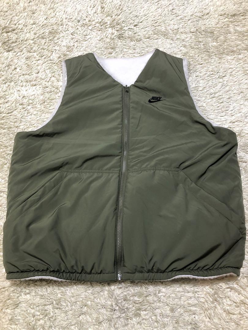 Y2K NIKE ナイキ リバーシブル ベスト フェイクファー カーキ XL