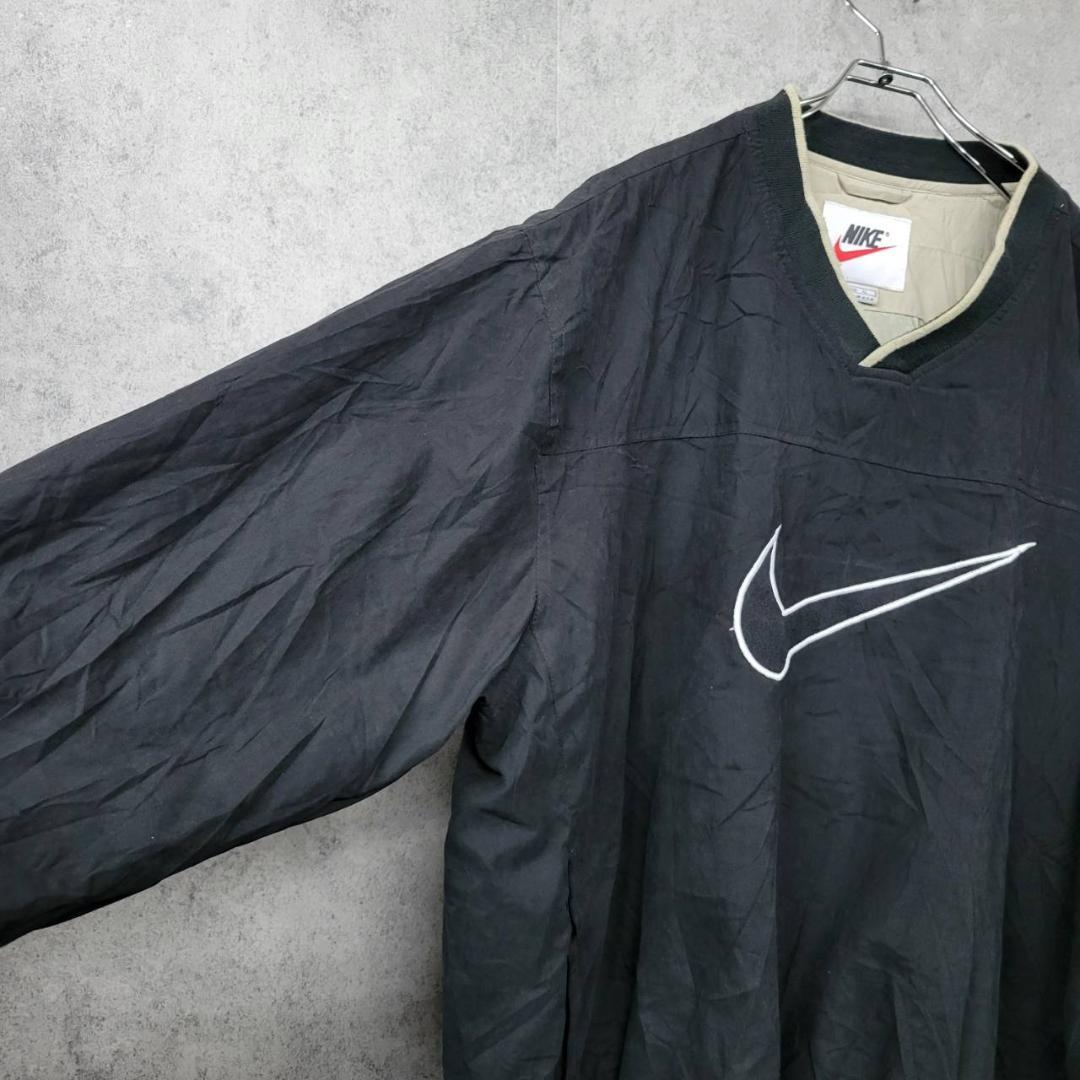 古着 90s ナイキ NIKE ナイロンジャケット ブラック×ホワイト XL