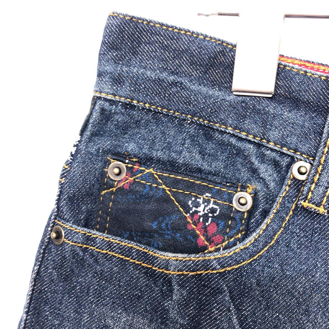 不倶戴天 和柄 アメカジ 古着 小紋柄 招き猫 豪華絢爛 刺繍 デニムショーツ 不倶戴天 和柄 アメカジ 古着 小紋柄 招き猫 豪華絢爛 刺繍 デニムショーツ