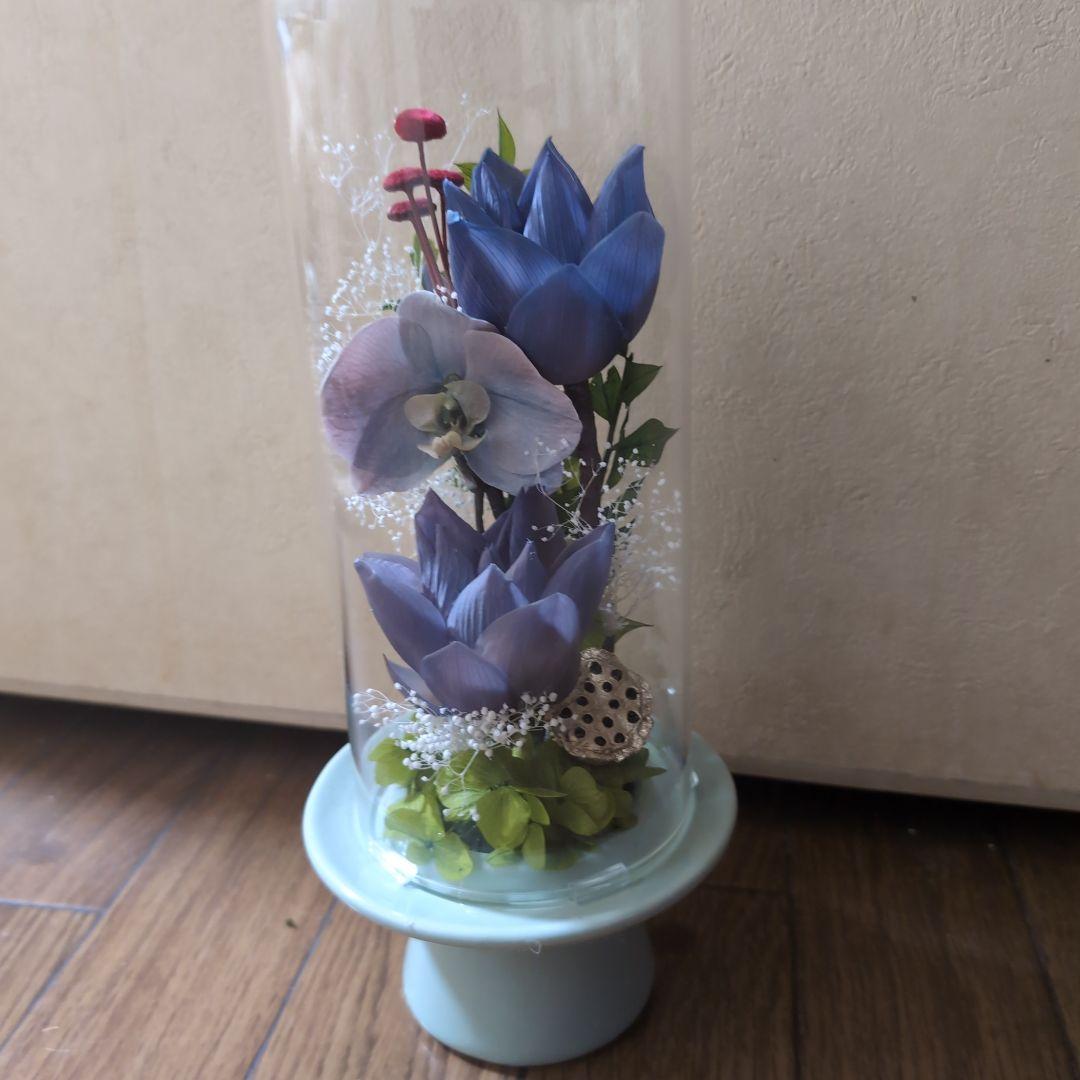 特選仏花 花瓶付き 蓮の花 胡蝶蘭 造花無し 大一基 プリザーブド