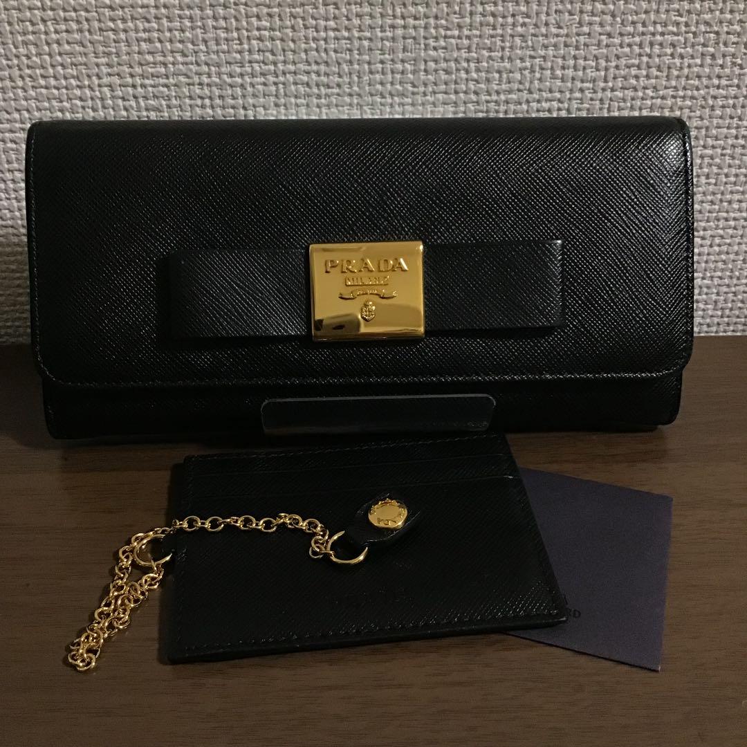 ☆開店セール☆小銭入未使用 美品 プラダ レザー ロゴ 長財布 カードケース付③