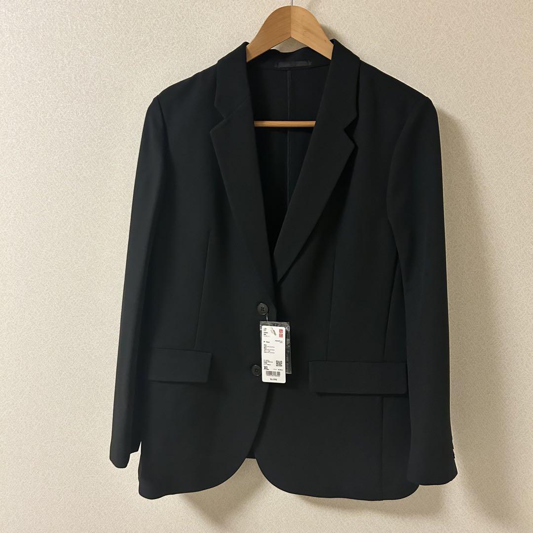 新品 ユニクロ 感動ジャケット 感動スリムパンツ XL ブラック セットアップ