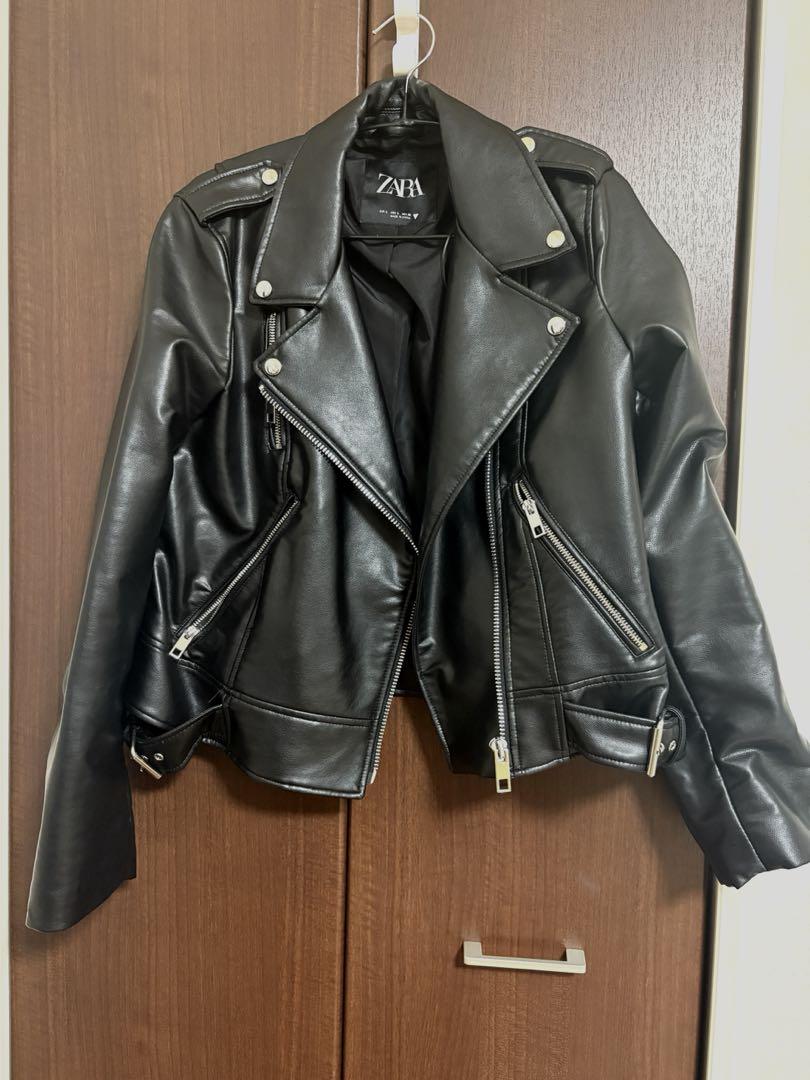 ZARA ザラ ブラックレザーライダースジャケット - メルカリ