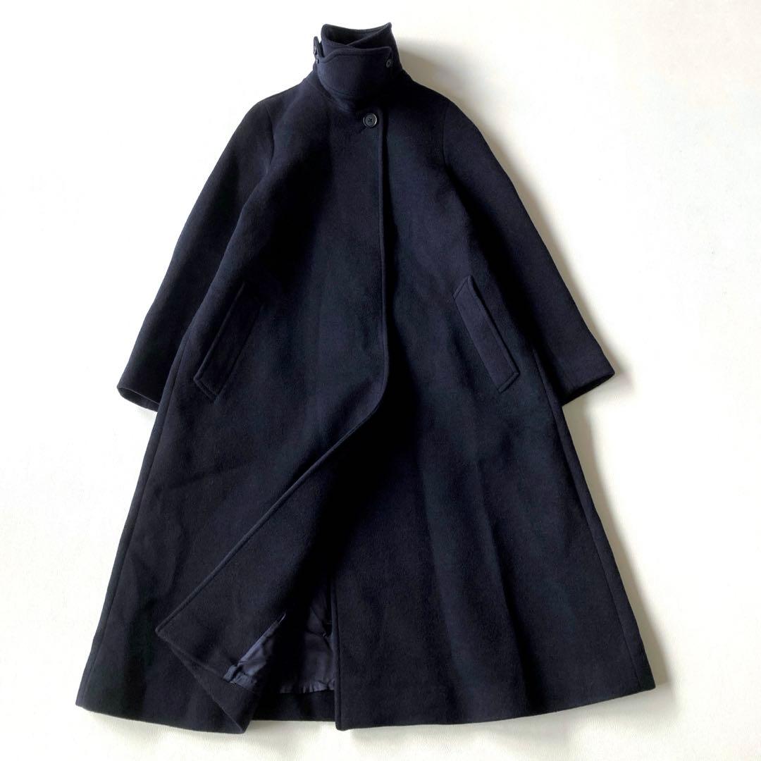 スティーブンアラン ウールビーバーテントコート カシミヤ混 ネイビー SS steven alan