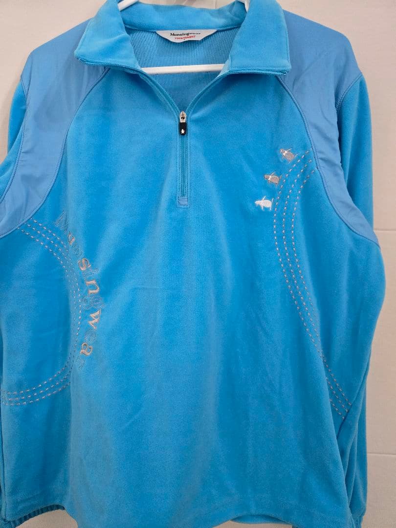 マンシングウェア 水色 ハーフジップセーター トレーナーL・Munsingwear