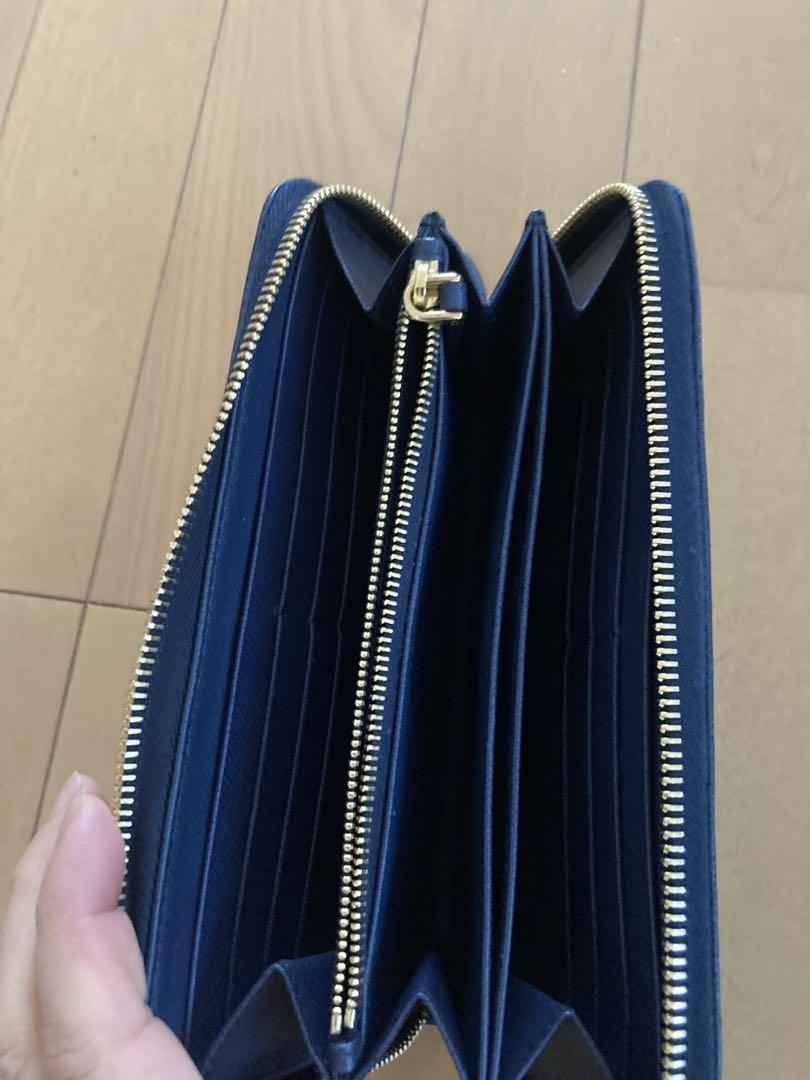 【PRADA】 プラダ　ネイビー 長財布 PRADA プラダ メンズ 長財布 ネイビーブルー＋グレー