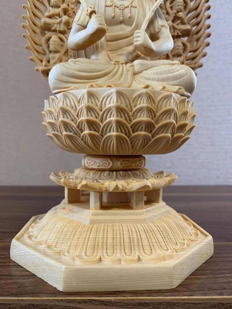 仏像 虚空蔵菩薩像 檜木 木彫 仏具 (約)高28cm×幅12cm×奥行12cm
