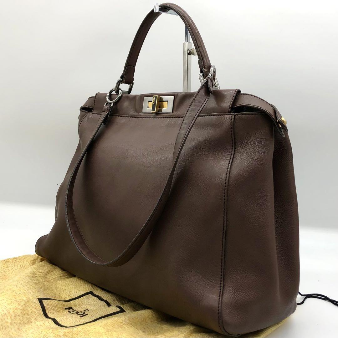 極美品✨フェンディ ピーカブー ミディアム 2way ハンドバッグ ブラウン系