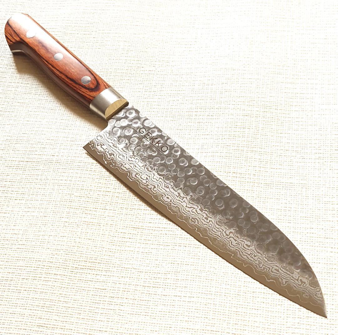 VG10 ダマスカス 三徳包丁185mm 茶柄 G1706E 月光作