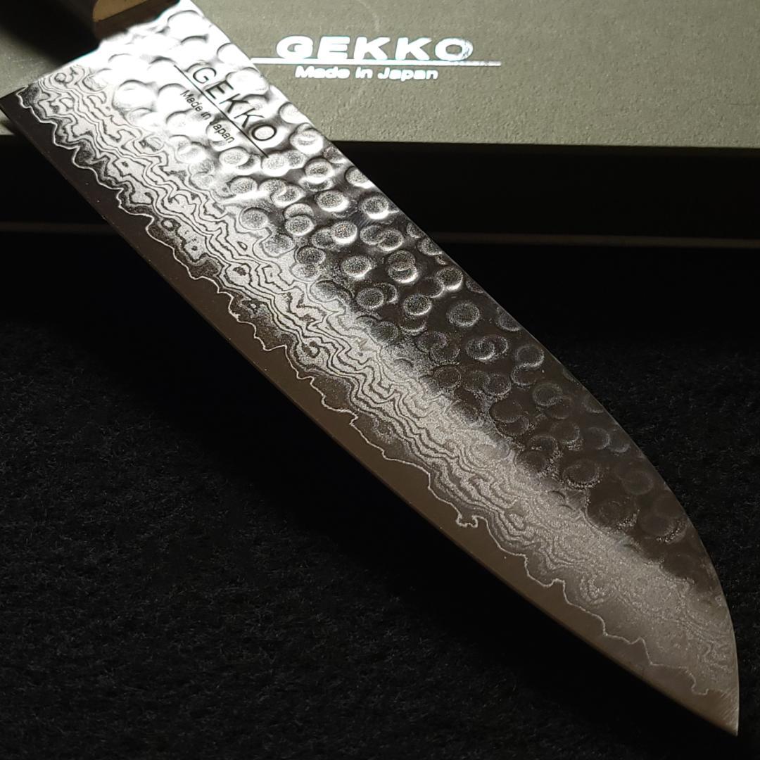 VG10 ダマスカス 三徳包丁185mm 茶柄 G1706E 月光作
