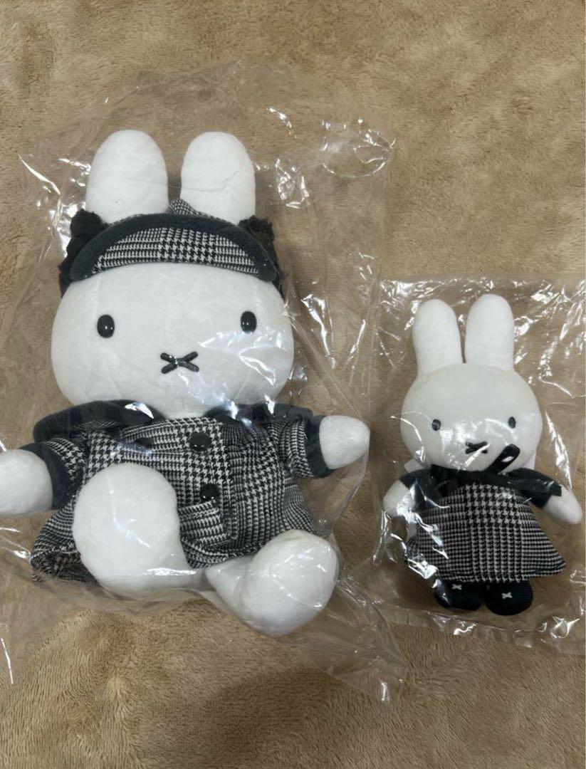 ミッフィー ブラックグレンチェックコートぬいぐるみ