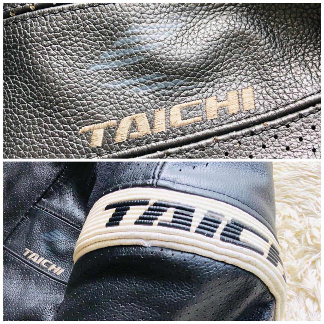 入手困難✨美品 タイチ 高級レザーセパレートツナギ レーシング 刺繍ロゴ 黒 L