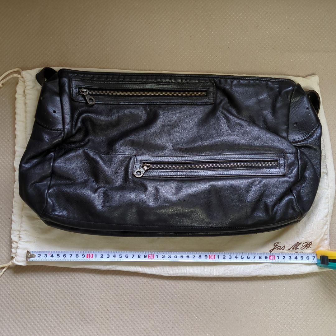 Jas M.B. ブラックレザー　ショルダーバッグ