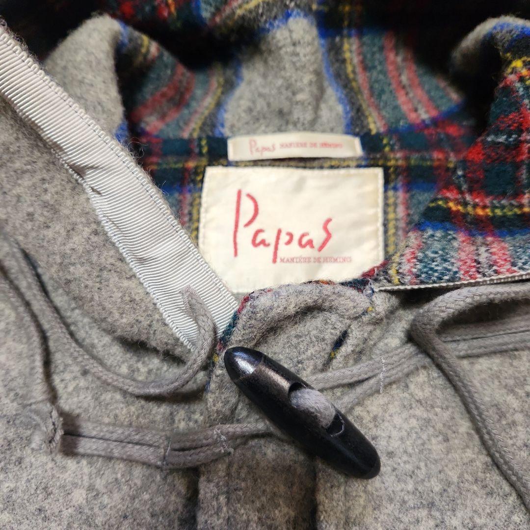 Papas グレー ダッフルコート