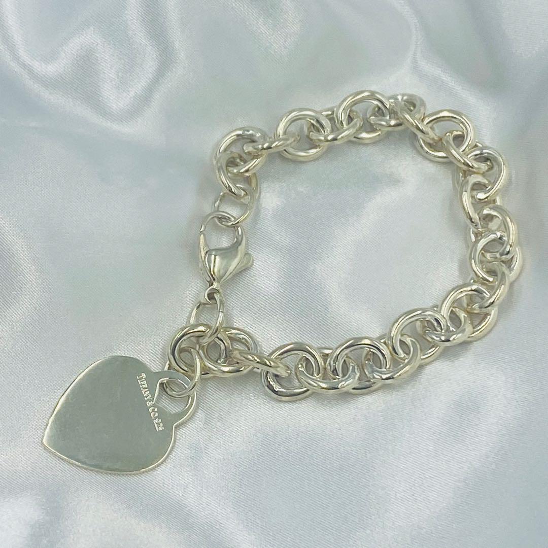 Tiffany & Co. ハートチャームチェーンブレスレット 美品＊Tiffany & Co＊ハートチャーム チェーンブレスレット17cm