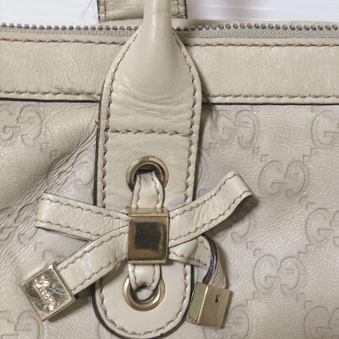 希少　GUCCI グッチ アビー シマ　ハンドバッグ オールレザー　ヴィンテージ