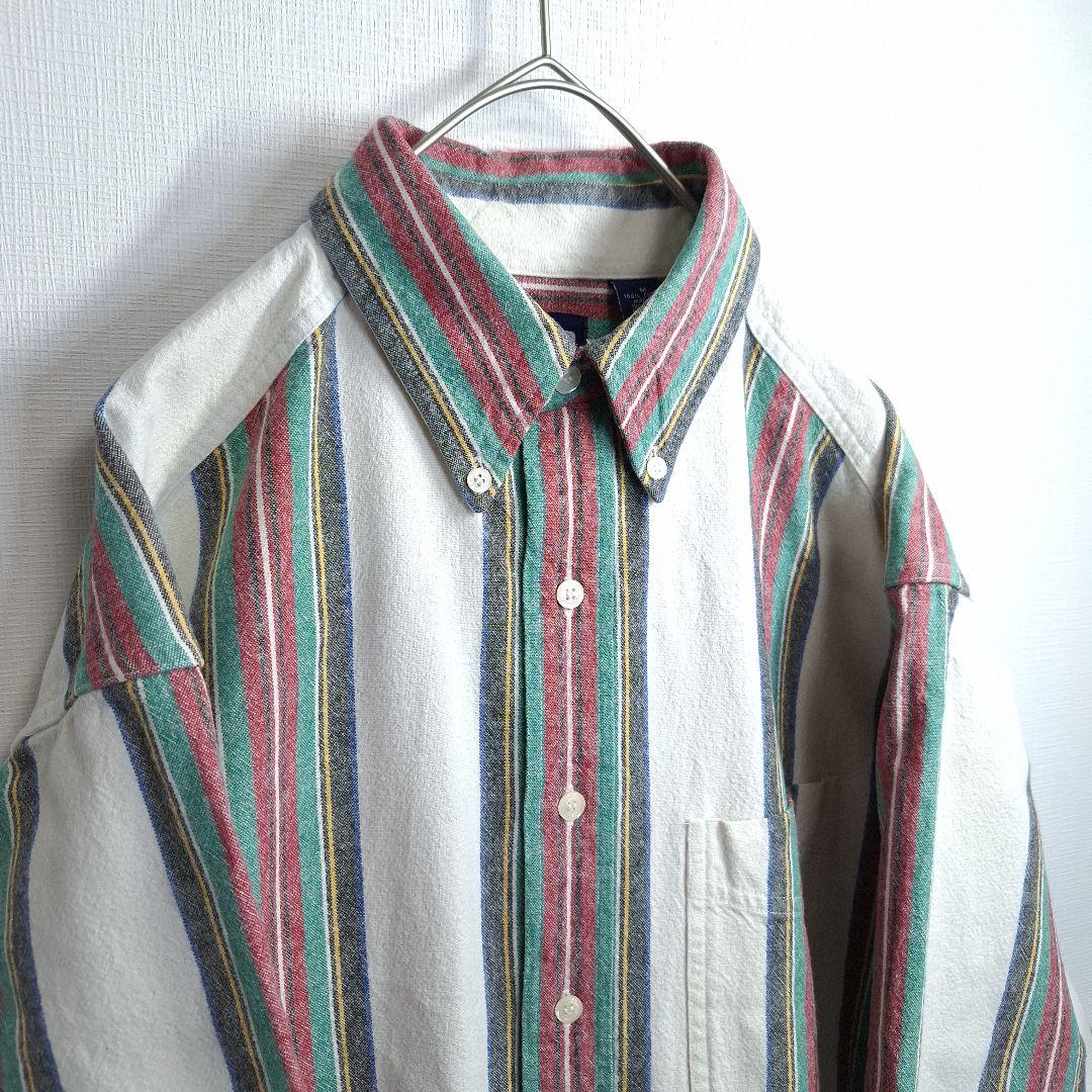 【90s/古着】OLD GAP ストライプ ボタンダウン 長袖 シャツ M