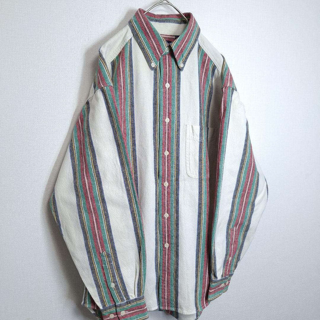 【90s/古着】OLD GAP ストライプ ボタンダウン 長袖 シャツ M