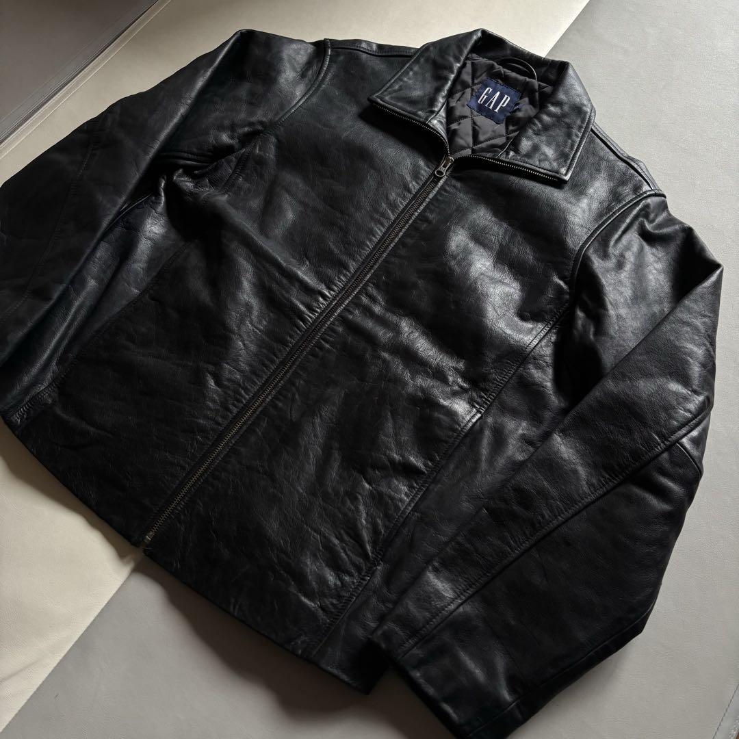 00s OLDGAP ギャップ レザー シングルライダースジャケット ブラック