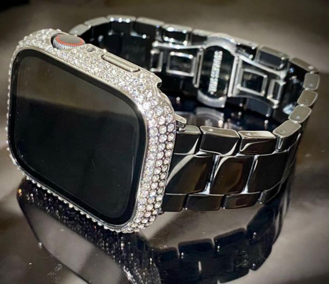 新品?正規品 アップルwatch キラキラ シルバーダイヤカバー &極上