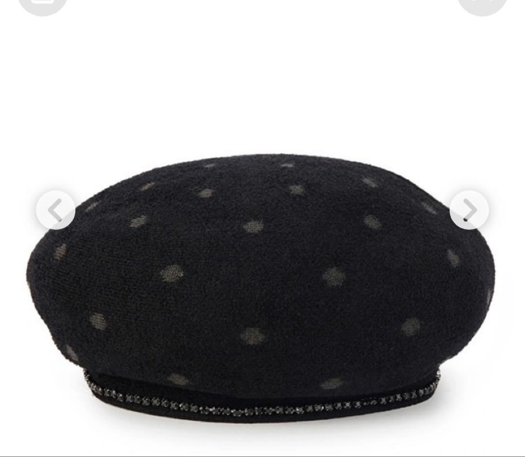 ANTEPRIMA アンテプリマ ドット柄 ビジュー付き サーモ ベレー 黒
