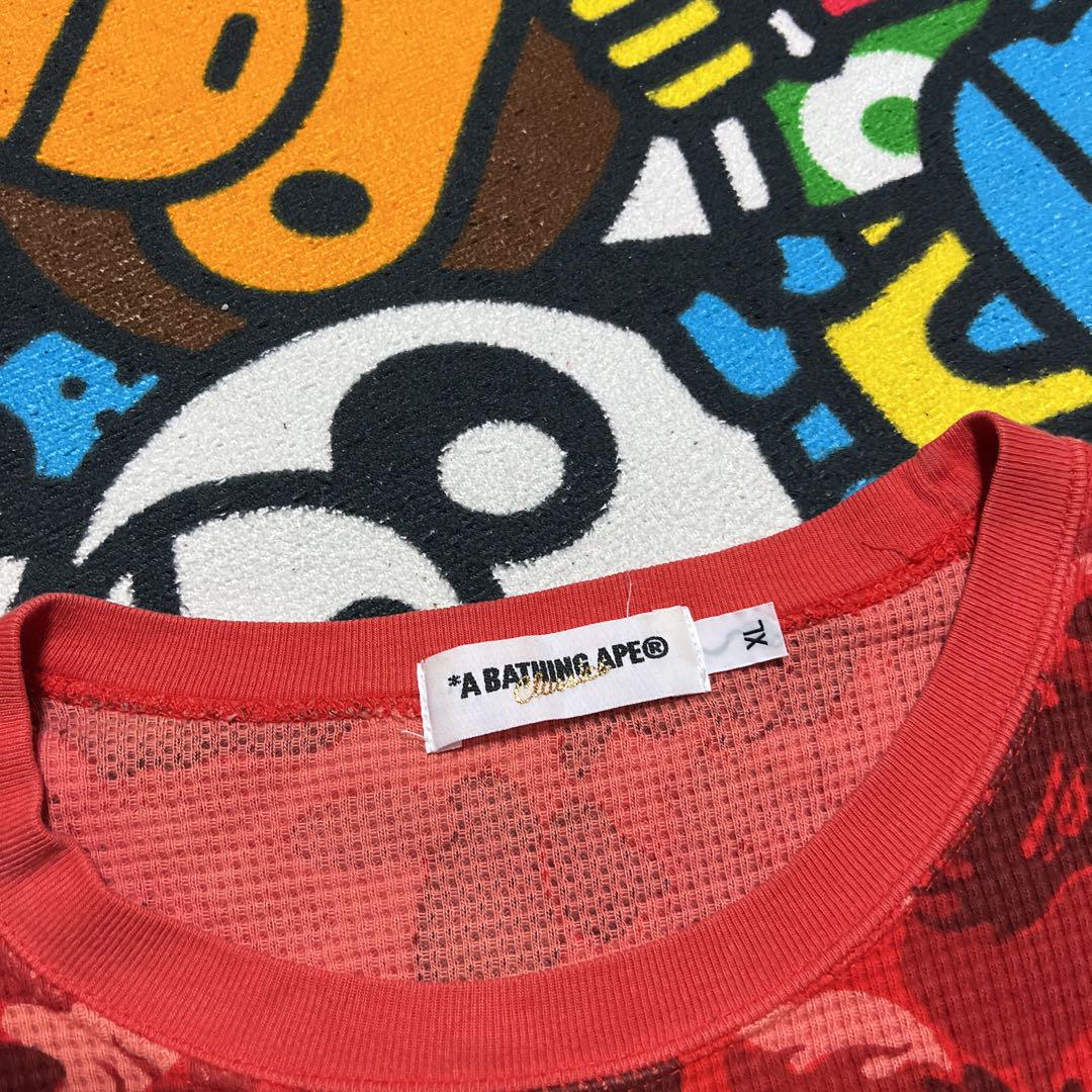 APE  BAPE  KAWS FIRE CAMO サーマル　tシャツ XL