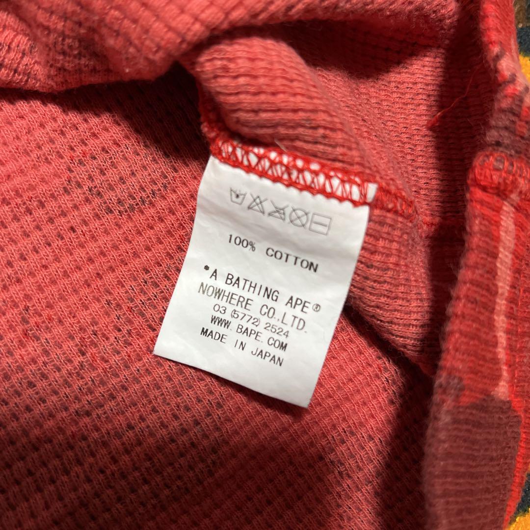 APE  BAPE  KAWS FIRE CAMO サーマル　tシャツ XL