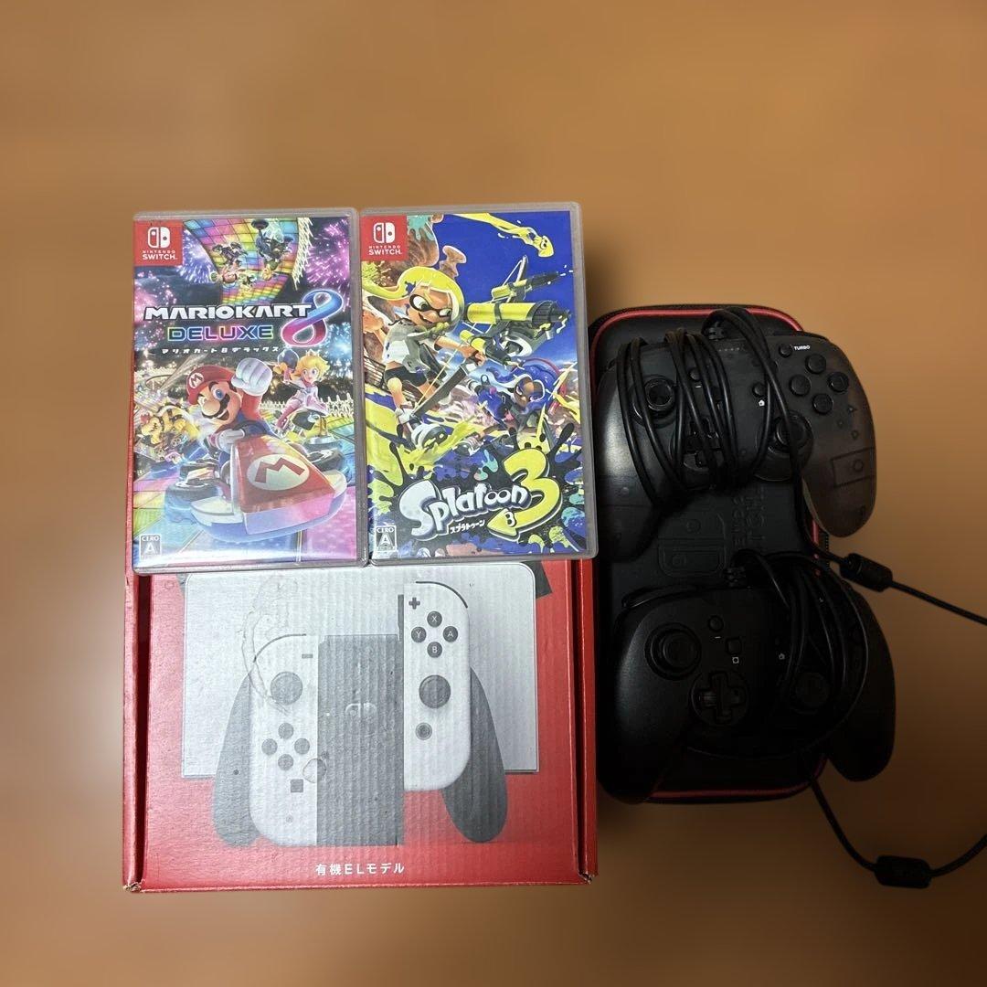 Nintendo Switch 有機EL本体 ソフト2本 ケース コントローラー目立った傷や汚れなし