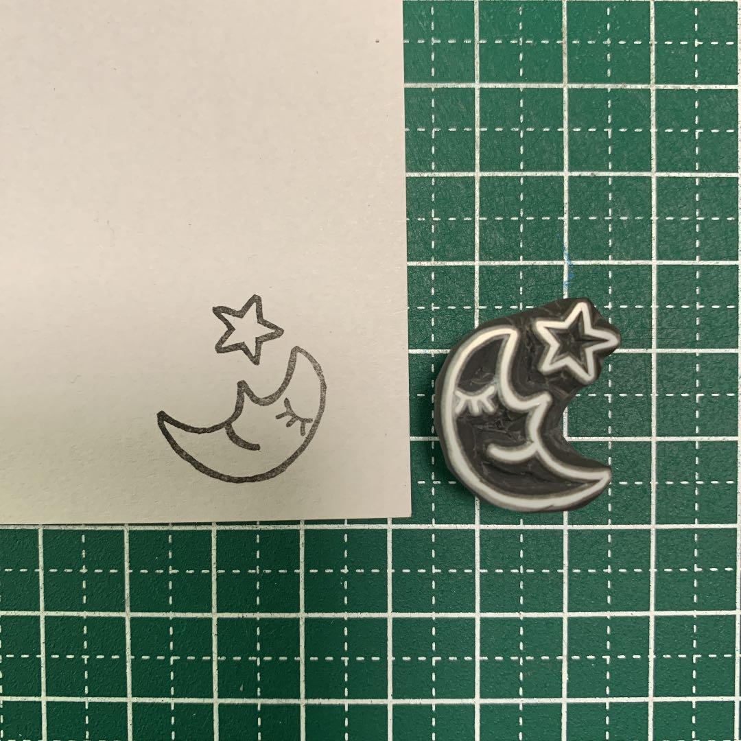 消しゴムはんこ 月と星 メルカリ