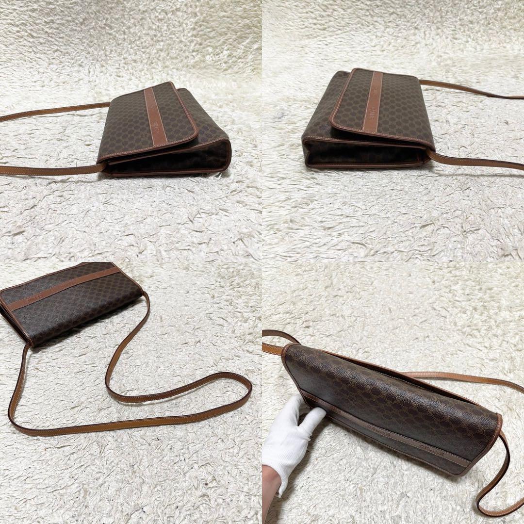 【美品】セリーヌ ショルダーバッグ レザー PVC マカダム フラップ型 【美品】セリーヌ ショルダーバッグ レザー PVC マカダム フラップ型