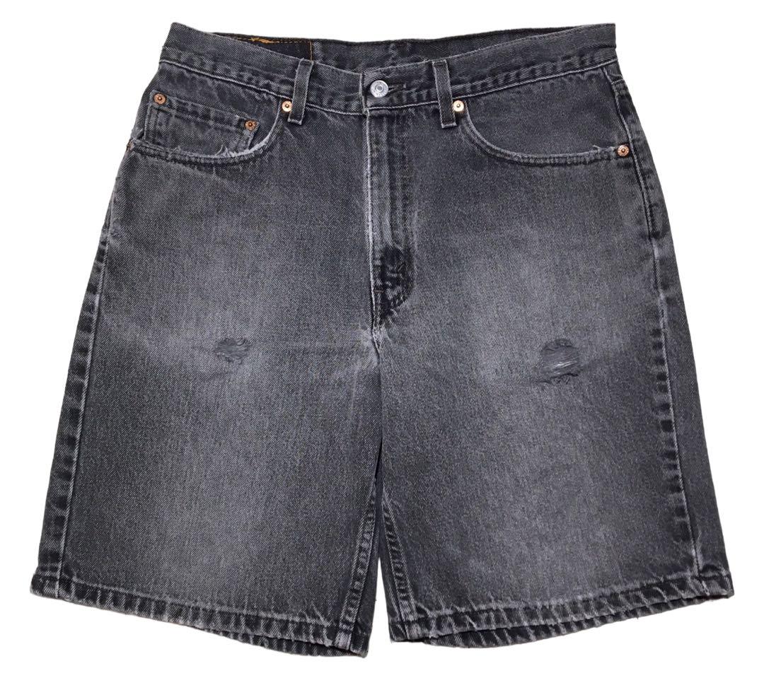 半額SALE／ HPS13 W33 ハーフパンツ ブラックデニム USA製 Levi's550 ...