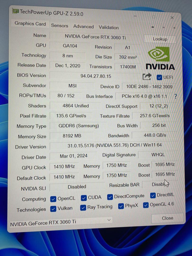 グラフィックボード・グラボ・ビデオカード Msi 3060ti