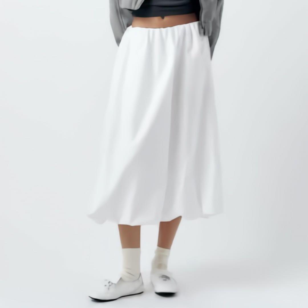 ZARA ザラ　パフ ミディスカート　バルーンスカート　ホワイト ZARA バルーン ミディスカート XS ホワイト - メルカリ