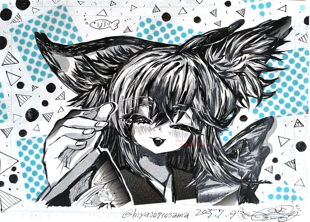 613】 オリジナル 手描きイラスト OC みみこちゃん 直筆原画
