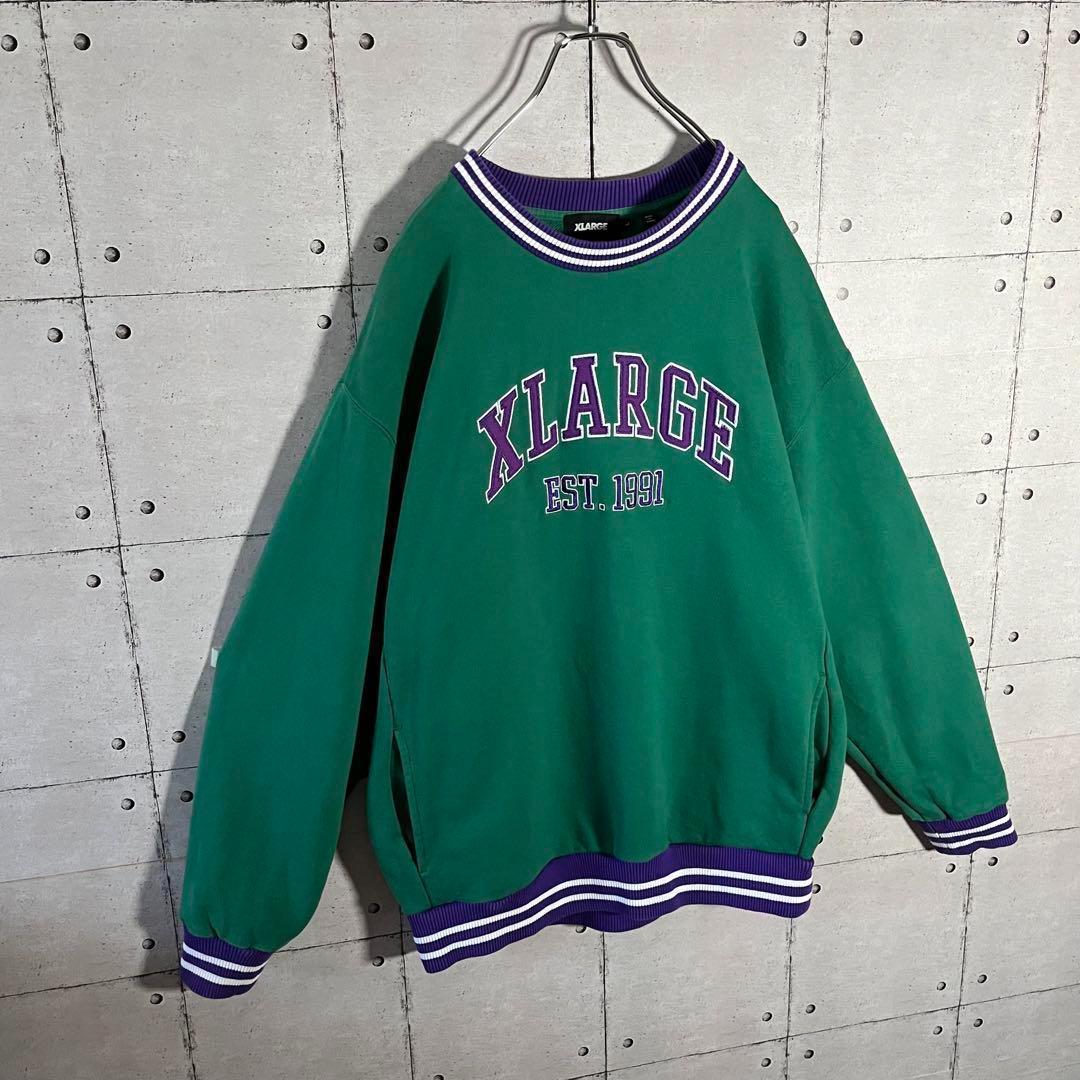 【レア】美品☆エクストララージ センターアーチロゴ スウェット Ｌ グリーン