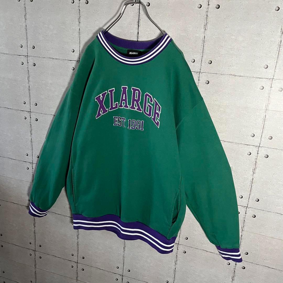 【レア】美品☆エクストララージ センターアーチロゴ スウェット Ｌ グリーン