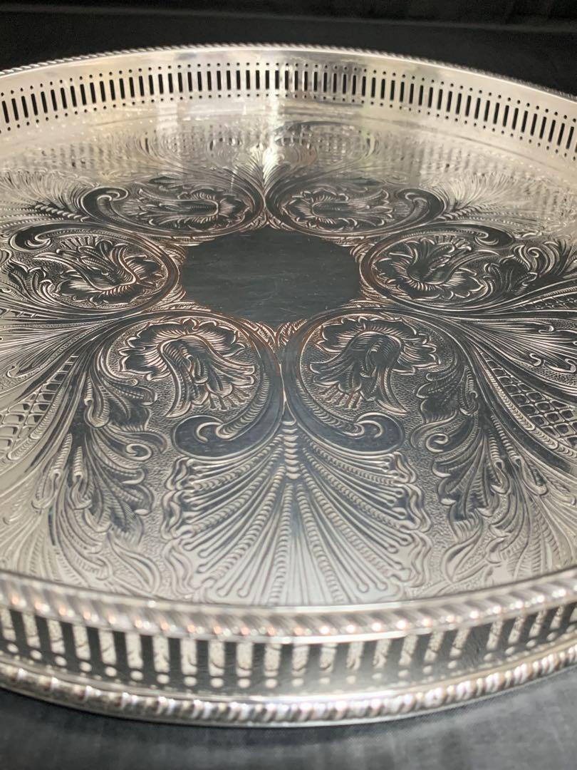 英イギリス アンティーク ビンテージ 純銀P SILVER PLATE トレー