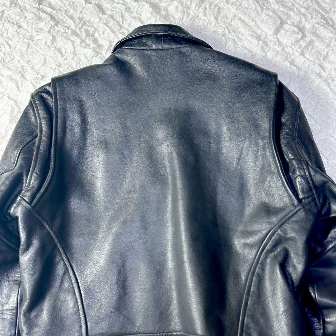 Cuirs londonダブルライダースジャケット CUIRS LONDON ダブル ライダース ジャケット 黒 デカジップ M
