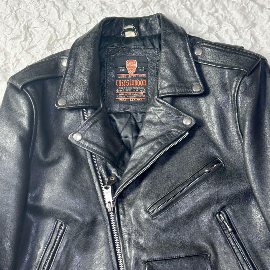 Cuirs londonダブルライダースジャケット CUIRS LONDON ダブル ライダース ジャケット 黒 デカジップ M