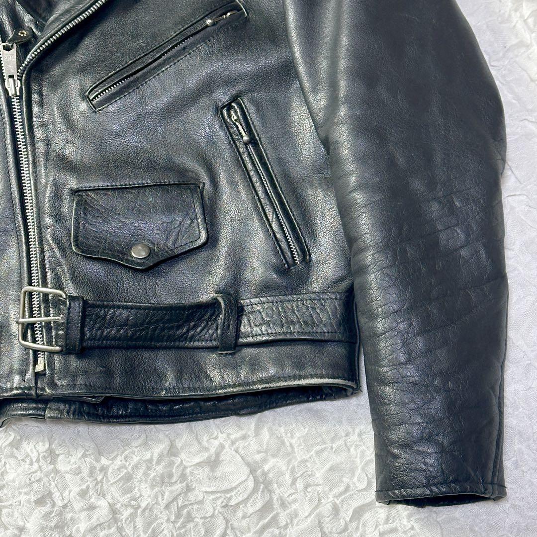 CUIRS LONDON ダブル ライダース ジャケット 黒 デカジップ M