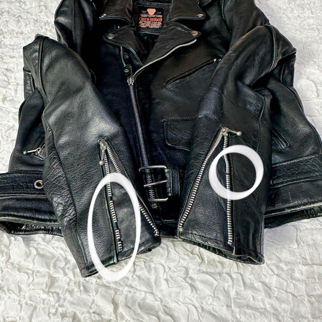 CUIRS LONDON ダブル ライダース ジャケット 黒 デカジップ M