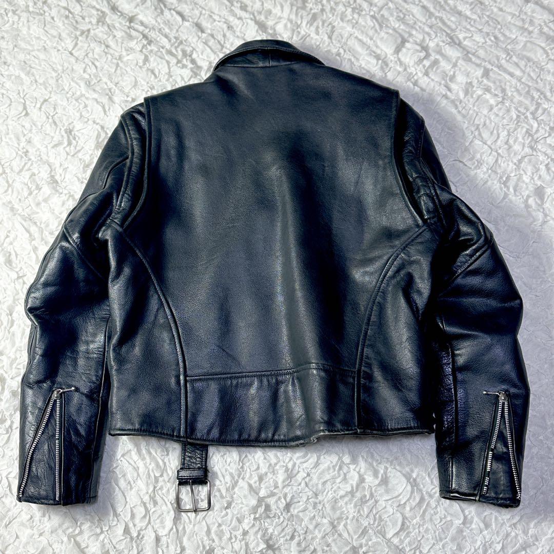 Cuirs londonダブルライダースジャケット CUIRS LONDON ダブル ライダース ジャケット 黒 デカジップ M