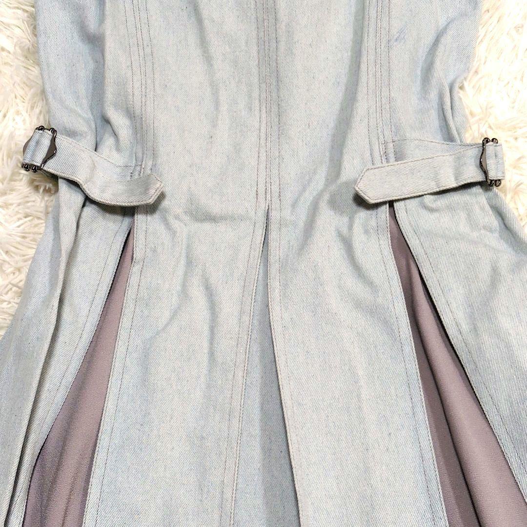 新品タグ付き♪ Ample 異素材パネルデニムジャンパースカート