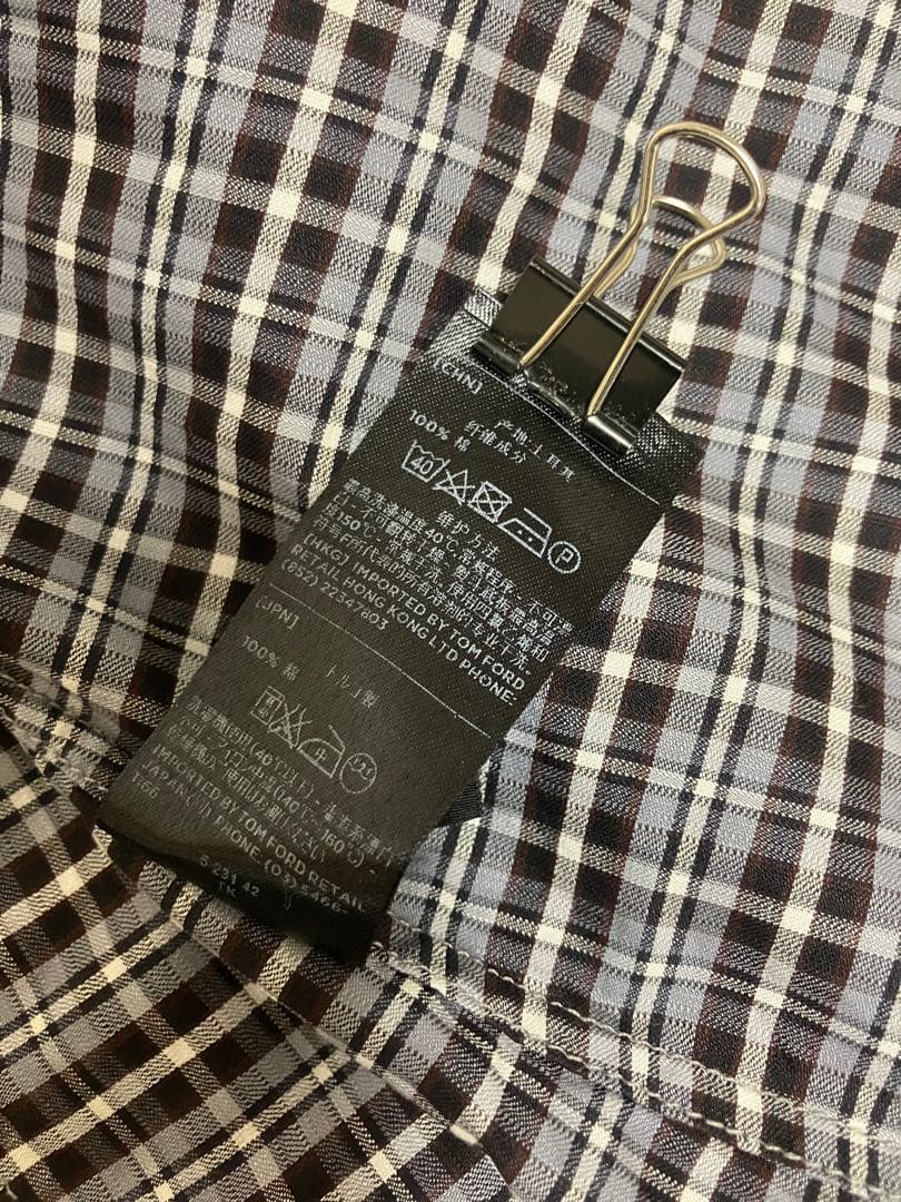 ● 中古TOM FORD トムフォード ウエスタン調ギンガムチェックシャツ